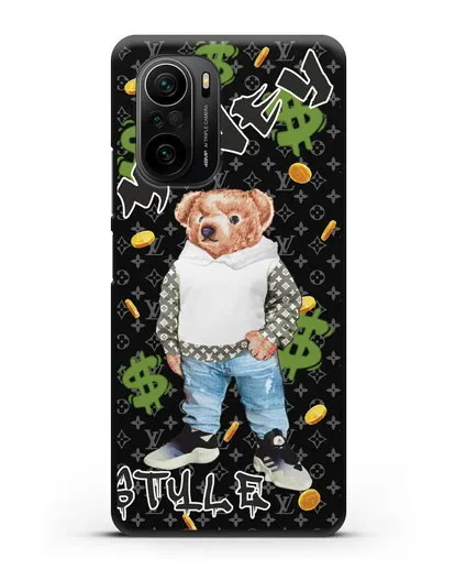 Чехол Медведь Тедди в Луи Витон (Louis Vuitton) силиконовый для Xiaomi Poco F3