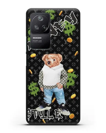Чехол Медведь Тедди в Луи Витон (Louis Vuitton) силиконовый для Xiaomi Poco F4