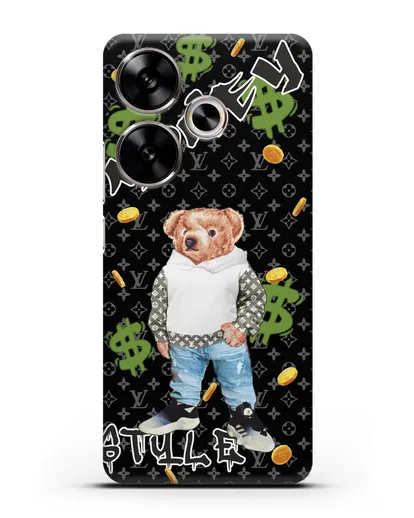 Чехол Медведь Тедди в Луи Витон (Louis Vuitton) силиконовый для Xiaomi Poco F6