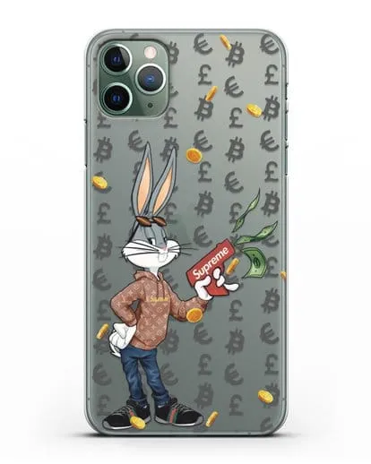 Чехол Багз Банни (Bugs Bunny) с деньгометом Supreme силиконовый для iPhone 11 Pro Max