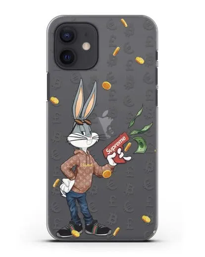 Чехол Багз Банни (Bugs Bunny) с деньгометом Supreme силиконовый для iPhone 12