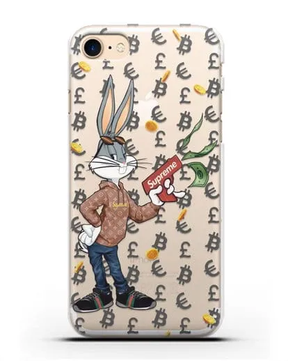 Чехол Багз Банни (Bugs Bunny) с деньгометом Supreme силиконовый для iPhone 8