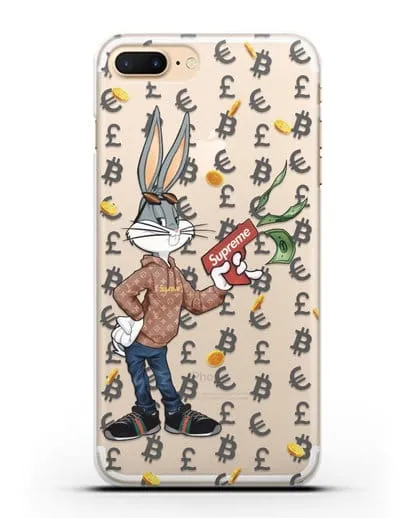 Чехол Багз Банни (Bugs Bunny) с деньгометом Supreme силиконовый для iPhone 8 Plus