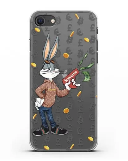 Чехол Багз Банни (Bugs Bunny) с деньгометом Supreme силиконовый для iPhone SE 2020