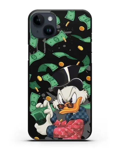 Чехол Cкрудж Макдак (Scrooge McDuck) в халате Луи Витон (Louis Vuitton) силиконовый для iPhone 14 Plus