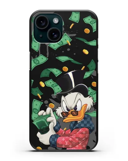 Чехол Cкрудж Макдак (Scrooge McDuck) в халате Луи Витон (Louis Vuitton) силиконовый для iPhone 15