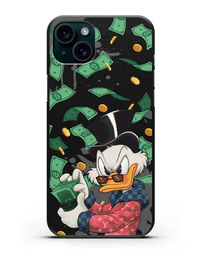 Чехол Cкрудж Макдак (Scrooge McDuck) в халате Луи Витон (Louis Vuitton) силиконовый для iPhone 15 Plus