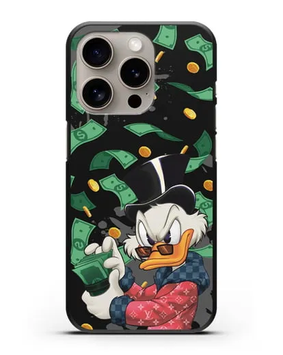 Чехол Cкрудж Макдак (Scrooge McDuck) в халате Луи Витон (Louis Vuitton) силиконовый для iPhone 15 Pro