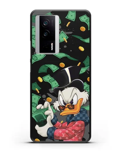 Чехол Cкрудж Макдак (Scrooge McDuck) в халате Луи Витон (Louis Vuitton) силиконовый для Xiaomi Poco F5 Pro