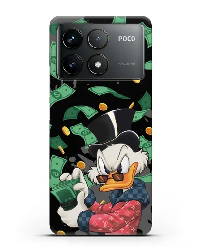 Чехол Cкрудж Макдак (Scrooge McDuck) в халате Луи Витон (Louis Vuitton) силиконовый для Xiaomi Poco F6 Pro