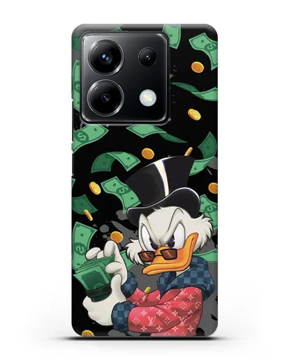 Чехол Cкрудж Макдак (Scrooge McDuck) в халате Луи Витон (Louis Vuitton) силиконовый для Xiaomi Poco X6