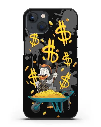 Чехол Cкрудж Макдак (Scrooge McDuck) с тачкой денег силиконовый для iPhone 13 Mini