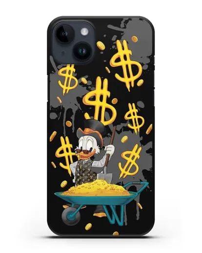 Чехол Cкрудж Макдак (Scrooge McDuck) с тачкой денег силиконовый для iPhone 14 Plus