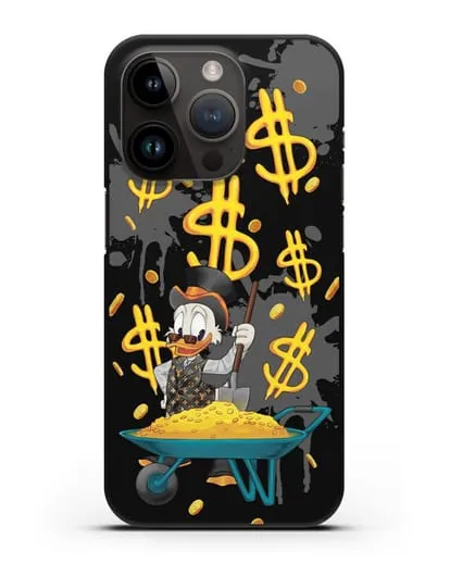 Чехол Cкрудж Макдак (Scrooge McDuck) с тачкой денег силиконовый для iPhone 14 Pro