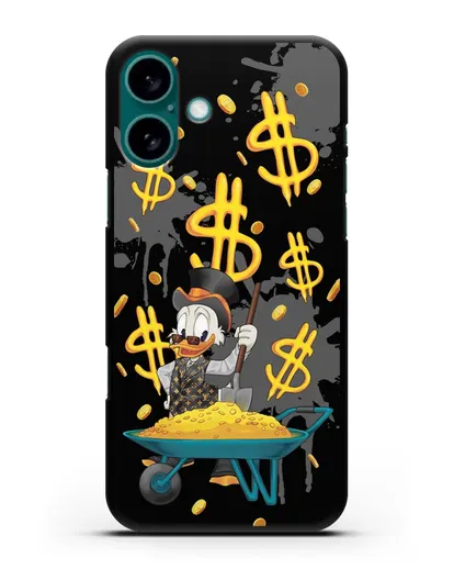 Чехол Cкрудж Макдак (Scrooge McDuck) с тачкой денег силиконовый для iPhone 16 Plus