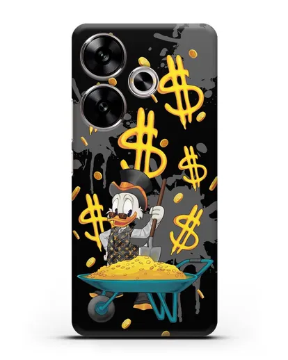 Чехол Cкрудж Макдак (Scrooge McDuck) с тачкой денег силиконовый для Xiaomi Poco F6