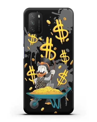 Чехол Cкрудж Макдак (Scrooge McDuck) с тачкой денег силиконовый для Xiaomi Poco M3