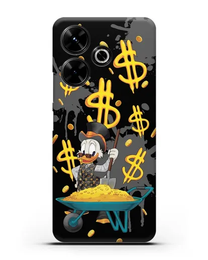 Чехол Cкрудж Макдак (Scrooge McDuck) с тачкой денег силиконовый для Xiaomi Poco M6