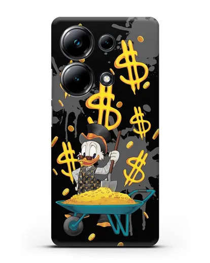 Чехол Cкрудж Макдак (Scrooge McDuck) с тачкой денег силиконовый для Xiaomi Poco M6 Pro