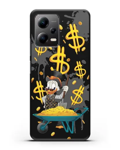 Чехол Cкрудж Макдак (Scrooge McDuck) с тачкой денег силиконовый для Xiaomi Poco X5