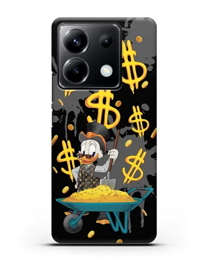 Чехол Cкрудж Макдак (Scrooge McDuck) с тачкой денег силиконовый для Xiaomi Poco X6