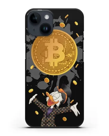 Чехол Cкрудж Макдак (Scrooge McDuck) с биткоином силиконовый для iPhone 14