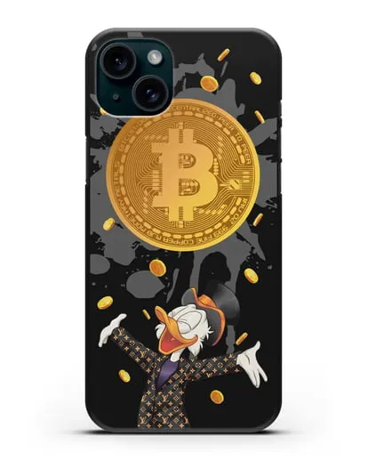 Чехол Cкрудж Макдак (Scrooge McDuck) с биткоином силиконовый для iPhone 15 Plus