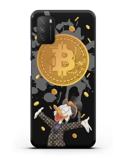 Чехол Cкрудж Макдак (Scrooge McDuck) с биткоином силиконовый для Xiaomi Poco M3