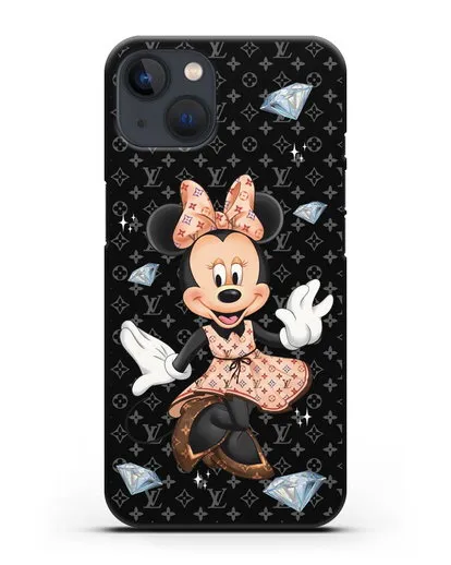 Чехол Минни Маус (Minnie Mouse) в платье Луи Витон (Louis Vuitton) силиконовый для iPhone 13
