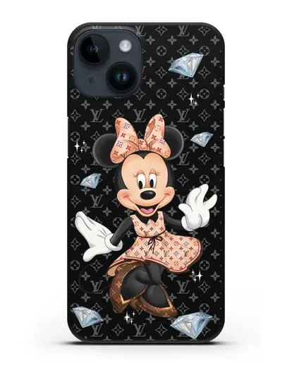 Чехол Минни Маус (Minnie Mouse) в платье Луи Витон (Louis Vuitton) силиконовый для iPhone 14