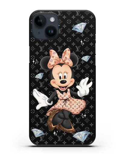 Чехол Минни Маус (Minnie Mouse) в платье Луи Витон (Louis Vuitton) силиконовый для iPhone 14 Plus
