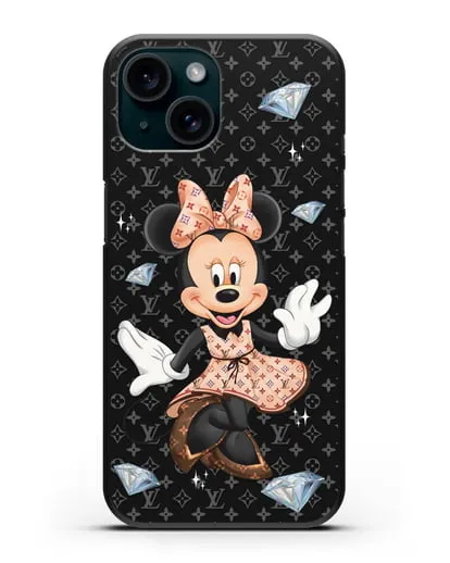 Чехол Минни Маус (Minnie Mouse) в платье Луи Витон (Louis Vuitton) силиконовый для iPhone 15