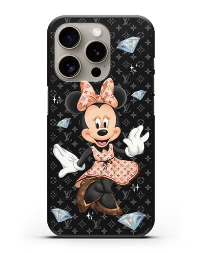 Чехол Минни Маус (Minnie Mouse) в платье Луи Витон (Louis Vuitton) силиконовый для iPhone 15 Pro