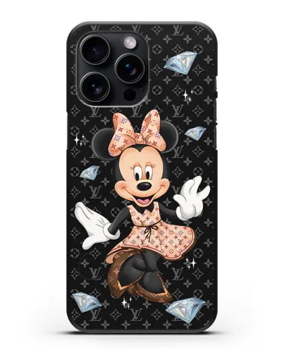 Чехол Минни Маус (Minnie Mouse) в платье Луи Витон (Louis Vuitton) силиконовый для iPhone 15 Pro Max