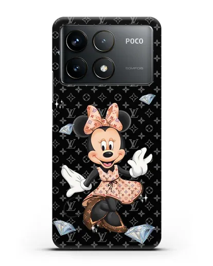 Чехол Минни Маус (Minnie Mouse) в платье Луи Витон (Louis Vuitton) силиконовый для Xiaomi Poco F6 Pro
