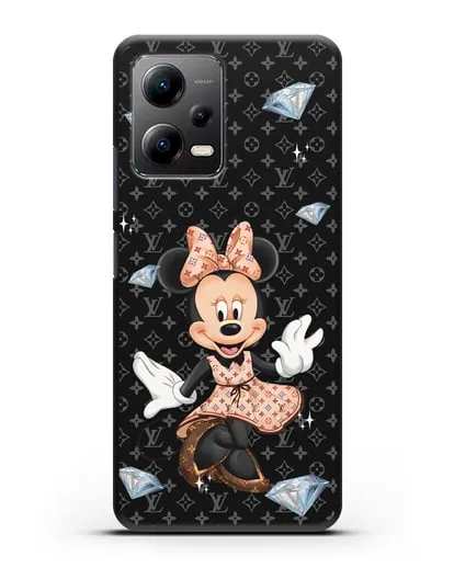 Чехол Минни Маус (Minnie Mouse) в платье Луи Витон (Louis Vuitton) силиконовый для Xiaomi Poco X5