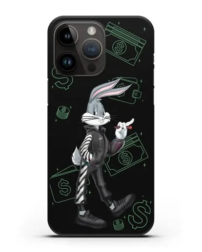 Чехол Багз Банни (Bugs Bunny) в костюме Off-White силиконовый для iPhone 14 Pro Max