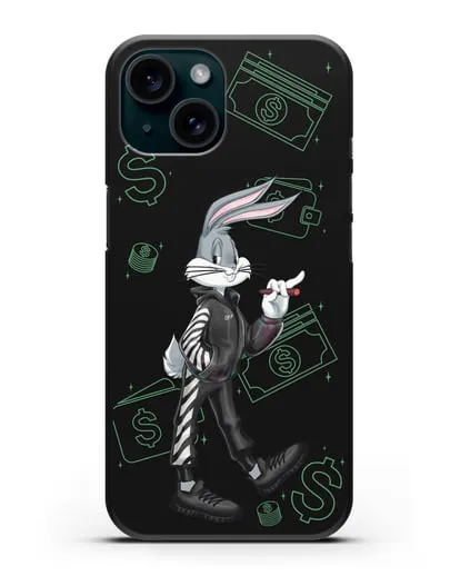 Чехол Багз Банни (Bugs Bunny) в костюме Off-White силиконовый для iPhone 15