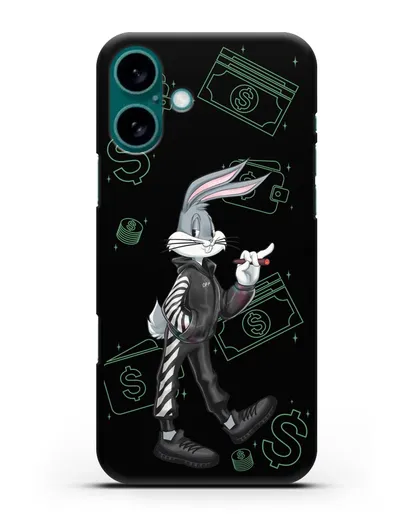 Чехол Багз Банни (Bugs Bunny) в костюме Off-White силиконовый для iPhone 16 Plus