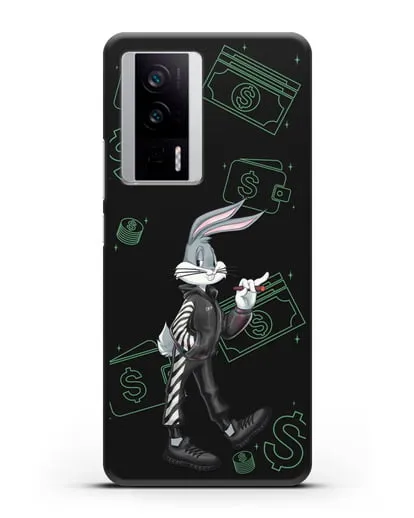 Чехол Багз Банни (Bugs Bunny) в костюме Off-White силиконовый для Xiaomi Poco F5 Pro