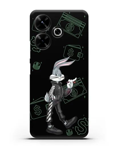 Чехол Багз Банни (Bugs Bunny) в костюме Off-White силиконовый для Xiaomi Poco M6