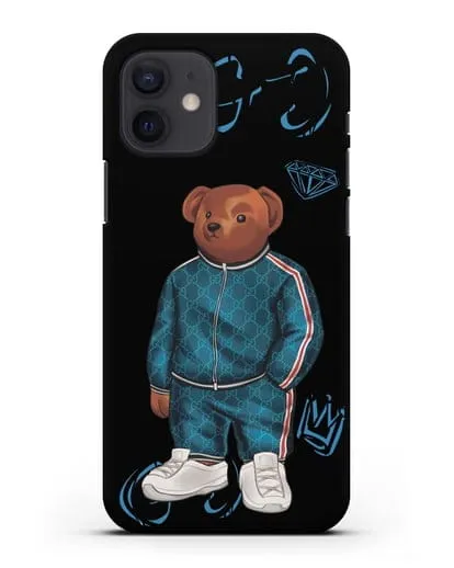 Чехол Медведь Тедди в спортивном костюме Гуччи (Gucci) силиконовый для iPhone 12