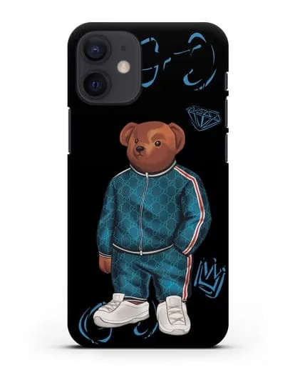 Чехол Медведь Тедди в спортивном костюме Гуччи (Gucci) силиконовый для iPhone 12 mini
