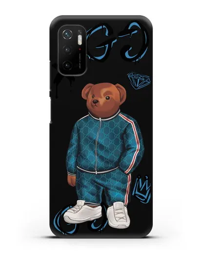 Чехол Медведь Тедди в спортивном костюме Гуччи (Gucci) силиконовый для Xiaomi Poco M3 Pro
