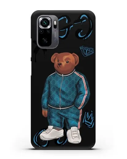 Чехол Медведь Тедди в спортивном костюме Гуччи (Gucci) силиконовый для Xiaomi Poco M5s
