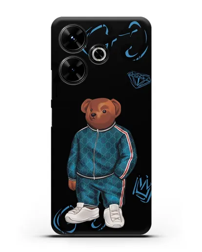 Чехол Медведь Тедди в спортивном костюме Гуччи (Gucci) силиконовый для Xiaomi Poco M6