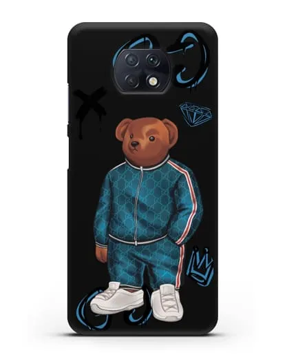 Чехол Медведь Тедди в спортивном костюме Гуччи (Gucci) силиконовый для Xiaomi Redmi Note 9T