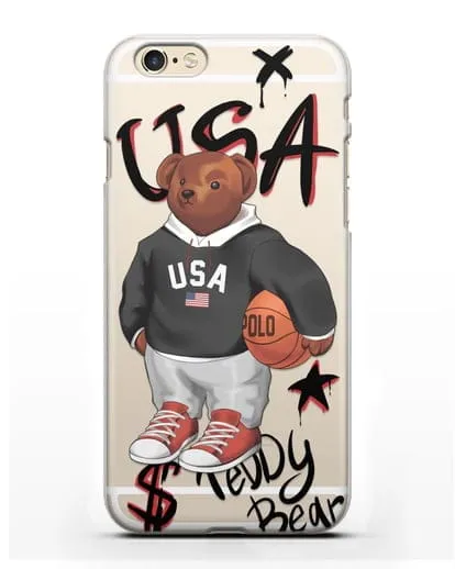 Чехол Медведь Тедди с баскетбольным мячом силиконовый для iPhone 6s