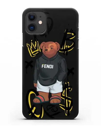 Чехол Медведь Тедди в сандалях Гуччи (Gucci) силиконовый для iPhone 11