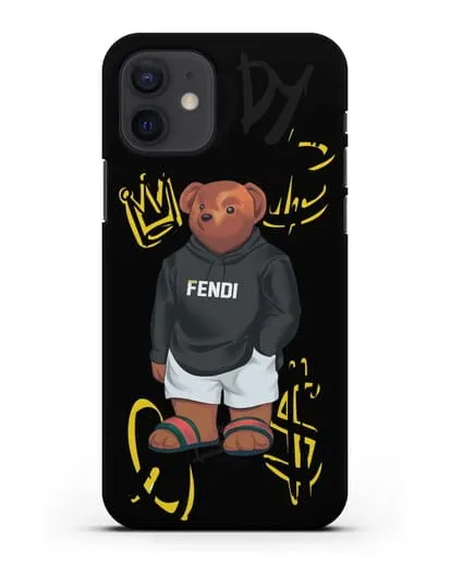 Чехол Медведь Тедди в сандалях Гуччи (Gucci) силиконовый для iPhone 12